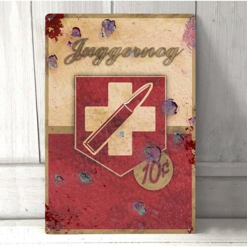 Juggernog Perk Metal Poster Retro Tin Signs Pub Cafe Bar Garage Retro Marks Plaque Iron Painting Wall Poster Home Hanging 3