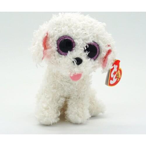 Ty Cute Doll Snow White Curly Dog Plush Toys Puppy Decorations Cabinet Ornaments Gifts For Children 15CM