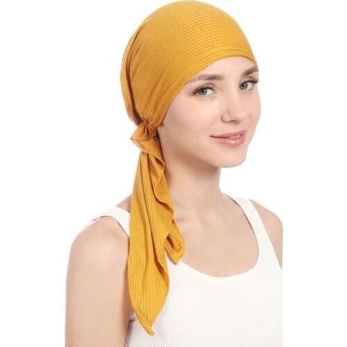 Muslim Hijab For Women Casual Simple Headwear Headscarf Inner Turban Solid Color Hairscarves Caps Elastic Wrap Head Hat Bonnets