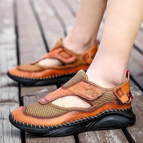 BUSUOZY Summer The Mens Casual Leather Flat Medical Shoes Cholas Kari Man Clogs Jelly Platform Gladiator Sandals For Men 2021