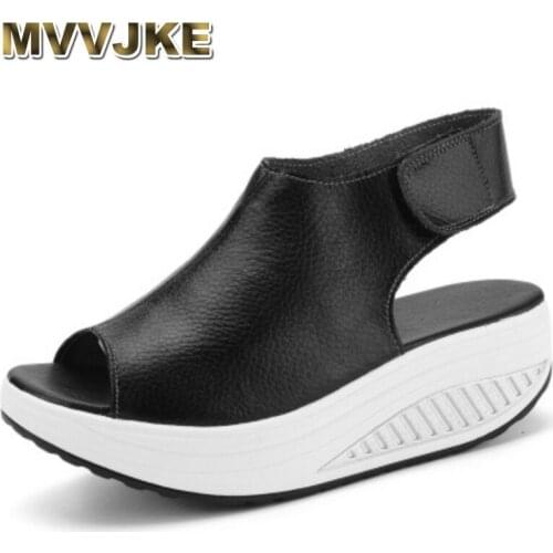 MVVJKE Women Shoes Sandals leather Sandals Summer Flip Flops 2018 High Quality Flat Sandals Gladiator Sandalias Mujer