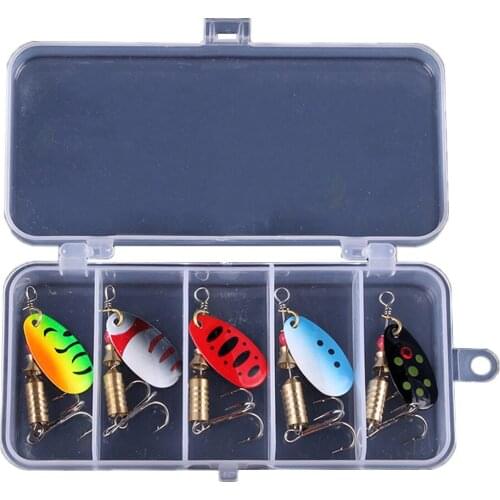 Rotating Fishing Lure Set Sinking Spinner Bait 5.2g Spoon Lures Pike Metal with Treble Hooks Arttificial Bass Bait Fishing Lure