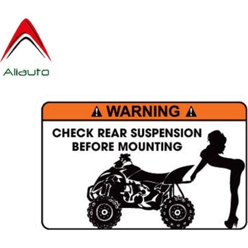 Aliauto Funny Car Sticker Warning Check Rear Suspension Before Mounting Decal Accessories PVC for Priora Suzuki Jimny,15cm*8cm