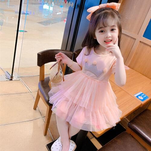 Girls Dress 2021 New Summer Childrens Cake Dress Super Fashionable Princess Fairy Mesh Skirt