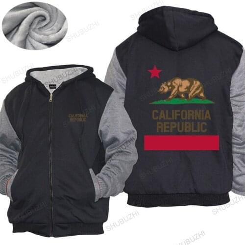 New Arrived Mens hoodies California Republic Flag hoodies 1846 California State Flag Bear thick hoody Homme shubuzhi thick hoody