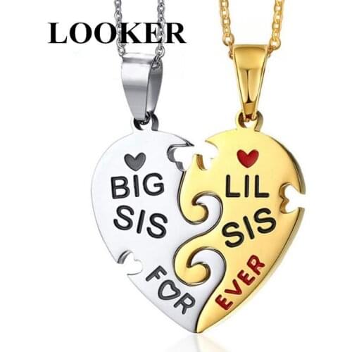 LOOKER Forever Love BIG Sister Necklace Set For Best Friend Gift Heart Couple Necklace For Women Female Jewelry Paired Pendants