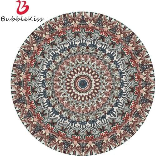 Bubble Kiss Polyester Vintage Round Carpets For Living Room Ethnic Bohemian Floral Modern Home Decor Kids Bedroom Floor Rug