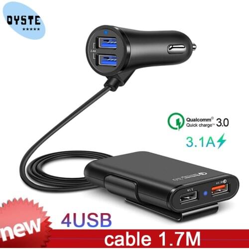QC3.0 Car Charger 1 in 4 USB Rear Seat Row Quick Charge Car Charger Mobile Phone Fast Charging Adapter For iPhone samsung xiaomi