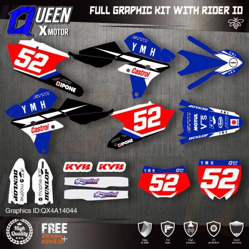 QUEEN X MOTOR Custom Team Graphics Backgrounds Decals 3M Stickers Kit For YAMAHA 14-18YZ250F 15-18YZ250FX WRF250 14-17YZ450F 044
