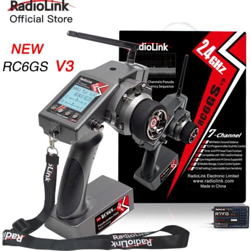 Radiolink RC6GS V2 2.4G 6 Channels Radio Transmitter with R7FG Gyro Receiver Remote Controller for RC Crawler Monster Car Boat