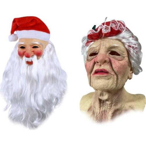 Santa Claus Masks Christmas Face Cover Merry Christmas Party Mask Durable Lightweight Headgear Props Christmas Face Decoration