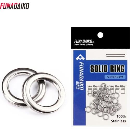 FUNADAIKO Stainless Steel Fishing Solid Ring O Rings Flat Fishing Swivel Knot Lure Fishing Solid Rings Accessoried