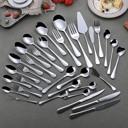 Stainless Steel Flatware Cutlery Mirror Polished Silverware Elegant Utensil tableware with Knife Fork Spoon for Home Kitchen Bar