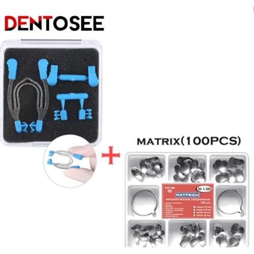 Dental Sectional Contoured Metal Spring Clip and 100pcs Dental Matrix Sectional Contoured Matrices