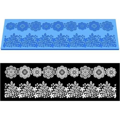 Wedding Decoration Flower Pattern Silicone Lace Mat Kitchen Sugar Lace Mold Silicone Baking Mat Fondant Cake Mold Color Blue