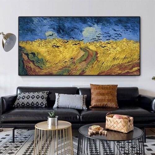 Van Gogh Wheat Field Crows Reproduction Oil Painting on Canvas Posters and Prints Impressionist Wall Art Picture for Living Room