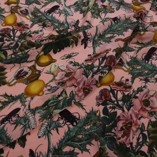1 Meter Vintage Floral American Wide Crepe De Chine Summer Silk Top Dress Shirt Fabric