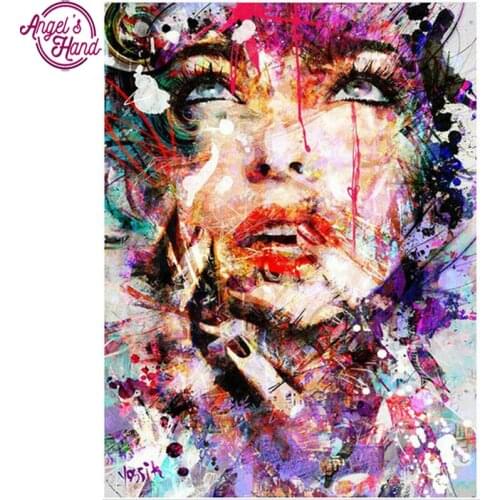Needlework full diamond painting cross stitch girl portrait diy diamond embroidery picture diamond mosaic people stickers