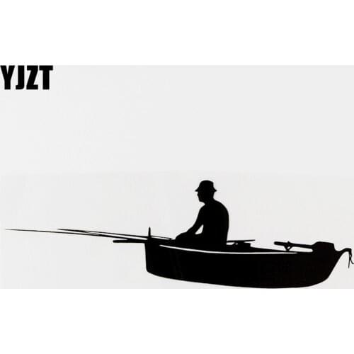 YJZT 18.5CMX5.7CM Fisherman Boat Decal Fishing Club Vinyl Car Sticker Black/Silver 8A-0946