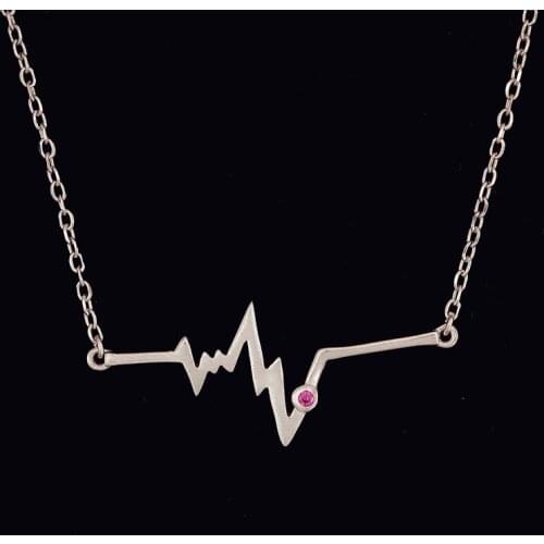 New 925 Sterling Silver heartbeat Necklaces Pendant Fashion Sterling Silver Jewelry Statement for Women Bijoux