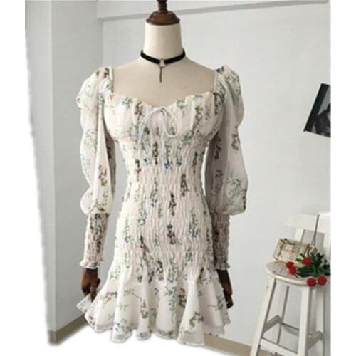 High Quality Best-selling Retro Fashion Dress 2020 Autumn Arrival Chiffon printing Woman Dress Elegant Vestidos