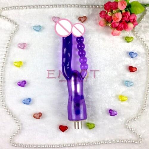 2016 crystal double head enhance vagina&anal Sex machine attachment sex toy for masturbation device ENHOT-C-36transparent purple