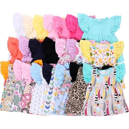 2021 Summer Girls Shirts Colorful Icing Floral Print T Shirts 3 Ruffle Shortsleeve 1-8T Top Shirts Kids Baby Boutique Clothing