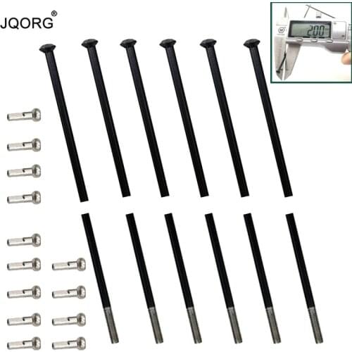 64 Pieces A Lot Diameter 2.0 mm Black Color Electrophoresis Surface Technical Straight Pull Spokes With 14 mm Longer Brass Nuts