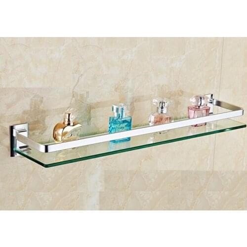 8mm thick square glass bathroom shelf, 28/38/48 cm