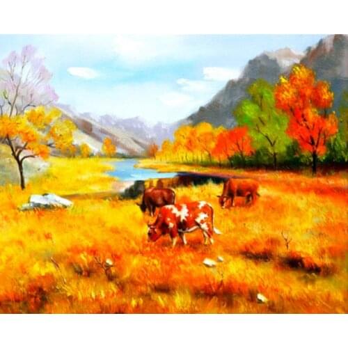 DIY Diamond Mosaic Fall Full Round Diamond painting Cross stitch Field round Diamond embroidery Home Decor