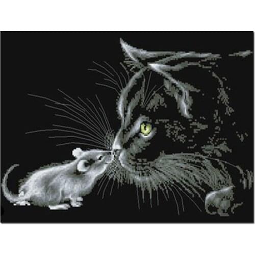 Rat kiss cat diamond painting 5d diy Diamond mosaic full square round resin diamond animal lovers mouse year gift YG1545