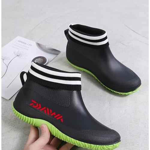 Daiwa Men Fishing Car Washing Garden Working Aqua Wader Water Shoes Outdoor Waterproof Non-slip Plus Velvet Warm Rain Boots
