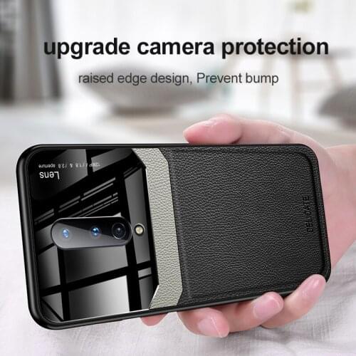 Luxury Leather Mirror Tempered Glass Soft Silicone Phone Case For Oneplus 9 8 7 Pro 8T 7T 6T Soft Cases for One Plus 9Pro Z Nord