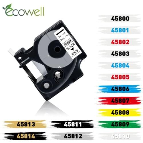 Ecowell 19mm 45803 Compatible for Dymo D1 45803 45800 45806 45807 45808 45809 Label Tape for Dymo Label Manager 360D 420P 500TS