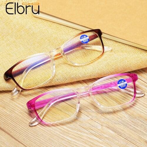 Elbru New Fashion Anti-blue Light Reading Glasses Unisex Eyewear Gradient Color Frame Presbyopia Glasses With Degree +1.0to+4.0