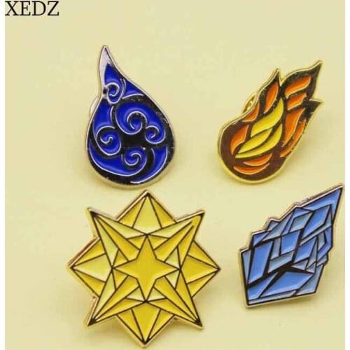 XEDZ Cartoon Water-shaped Fire-shaped Star-shaped Ice-shaped Enamel Brooch Fashion Childrens Creative Pattern Badge Jewelry Gif
