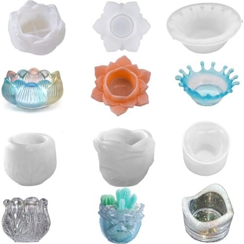 DIY Storage Box Silicone Mold Candlestick Epoxy Resin Casting Molds Crystal Mold Craft Jewelry Storage Plate Mould Candle Holder