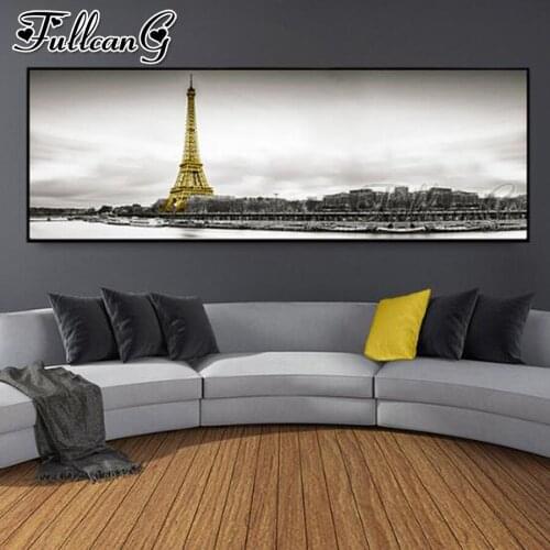 FULLCANG Golden Tower Bridge Ship mosaic painting diy 5d full square round diamond embroidery sale large home decoration FC2902