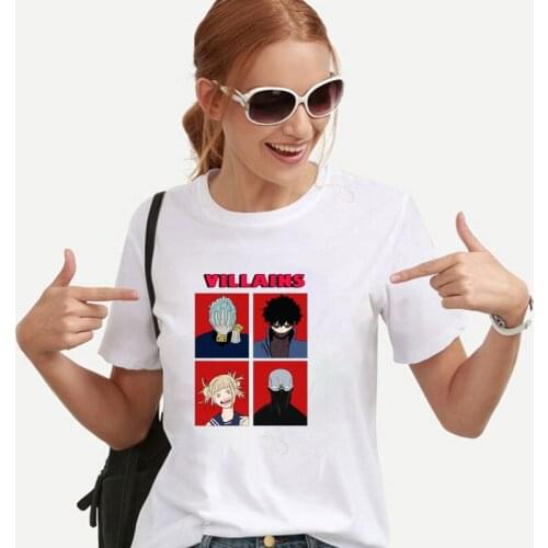 My Hero Academia Boku No Hero Academia Deku T-shirt Black White Harajuku Summer Casual Cartoon Short Sleeve Anime Clothes