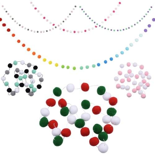 3M 30 Pcs Colorful Hair Ball Pendant Garland Ins Nordic Series Wool Felt Ball String DIY Handmade Nursery Children Room Decor