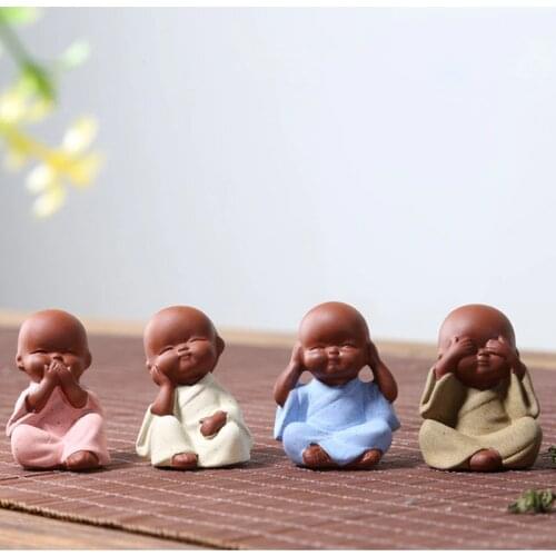 Ceramic Small Buddha Statue Ornaments Monk Figurine Home Crafts Decor Succulents Flower Pot Monk Sculptures Tea Ceremony 14