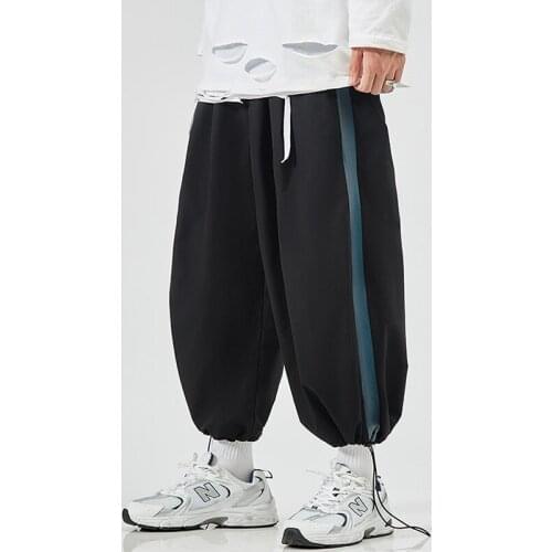 Streetwear Mens Womens Casual Overalls Wied Leg Pants Oversized Casual Trousers Male Elastic Waist Black Jogging Pants 2021