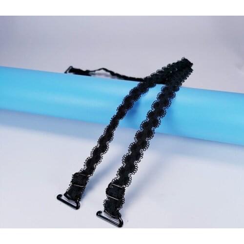2pc Sexy Lace Women Bra Shoulder Strap Clasp Hook black Adjustable Lace Flower Slip-Resistant Buckle Underwear Bra Accessories