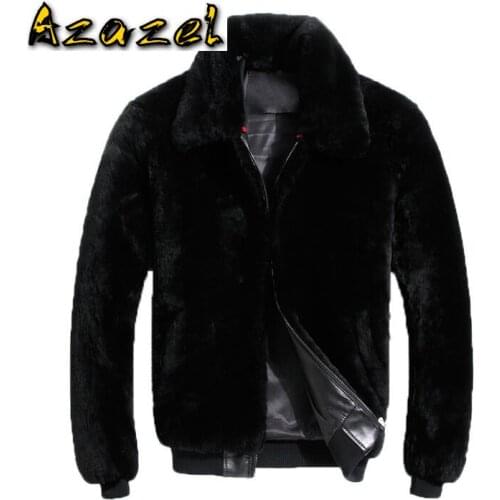 New Sheepskin wool-one Outerwear mens Genuine leather Coat Men winter thick warm jacket detachable fur collar Baseball jacket