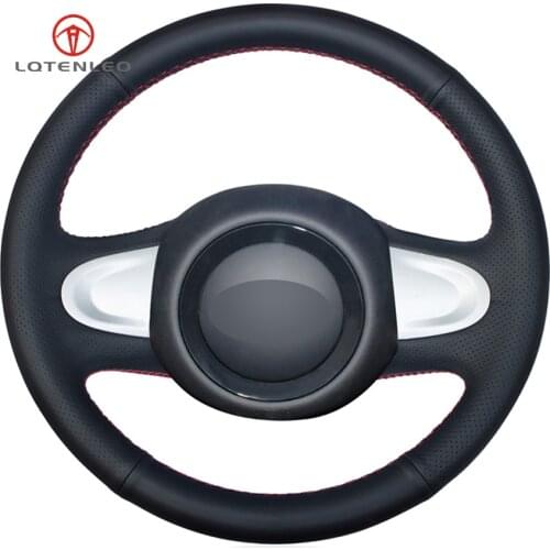 LQTENLEO Black Artificial Leather Car Steering Wheel Cover for Mini Cooper Coupe countryman Roadster Clubman 2009-2013 (2-Spoke)