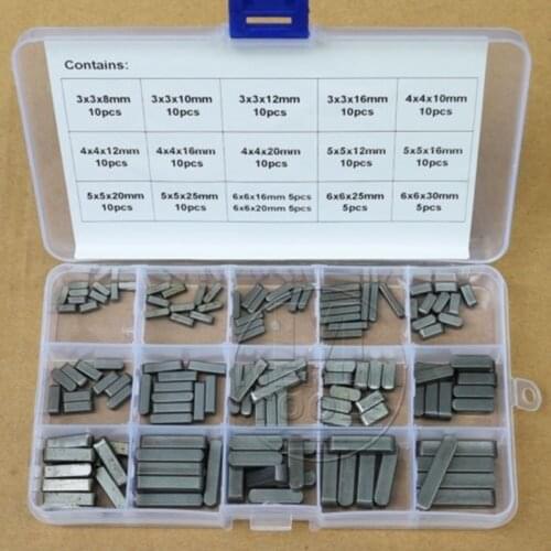 140Pcs Set Round Ended Feather Key Drive Shaft Parallel Keys 3mm 4mm 5mm 6mm Kit