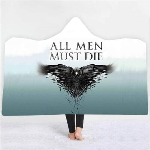 3D Print Hooded Blanket Adult Kid Wool Winter Warm Sofa School Home Travel Picnic Carrying Wearable Blanket