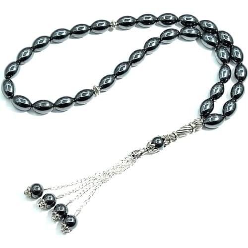 Wholesale Muslim Taisbyha 8*12mm 33 beads Exhausted black gallstone Excellent iron stone counter for Muslim Free Shipping