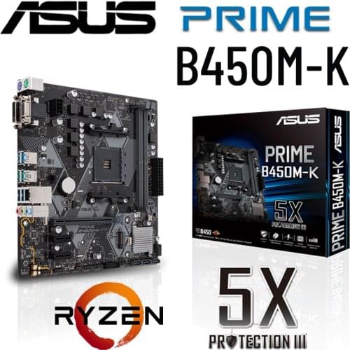 Socket AM4 Asus PRIME B450M-K Motherboard DDR4 32GB PCI-E 3.0 M.2 AMD Ryzen Desktop AMD B450 Placa-Mãe AM4 HIFI Micro ATX New
