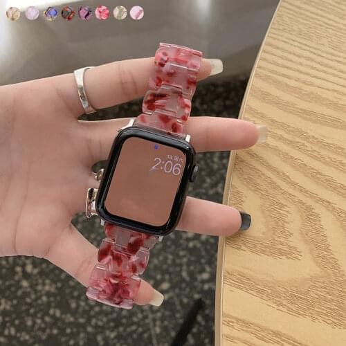 Transparent Resin Strap for Apple Watch Band 38mm 42mm iwatch Series 6 SE 5 4 3 2 1 40mm 44mm Women Clear Correa Bracelet Band